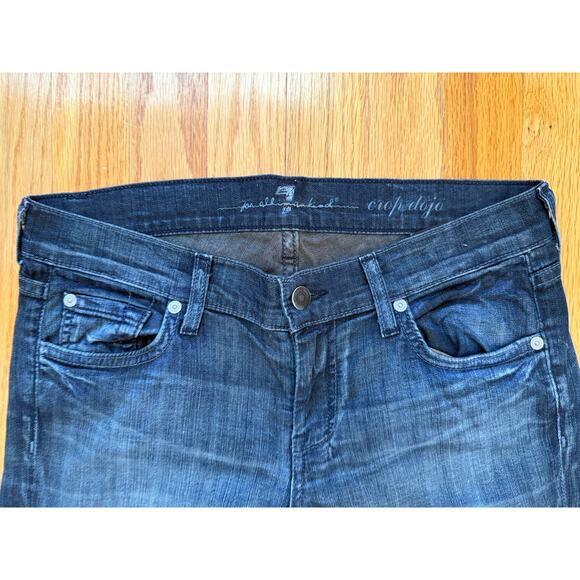 7 FOR ALL MANKIND crop dojo jeans size 27 dark wash cotton - Picture 2 of 10